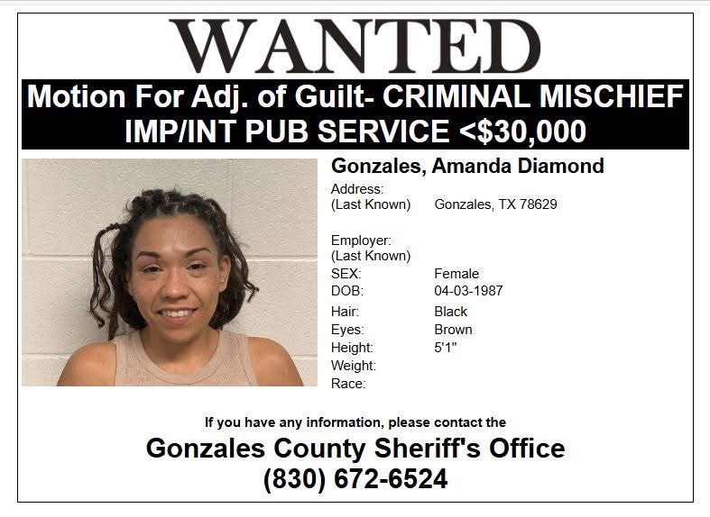 Turn’em In Thursday: Gonzales County Sheriff Searching for Amanda Diamond