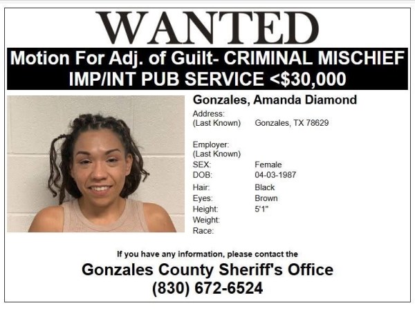 Turn’em In Thursday: Gonzales County Sheriff Searching for Amanda&nbsp;Diamond